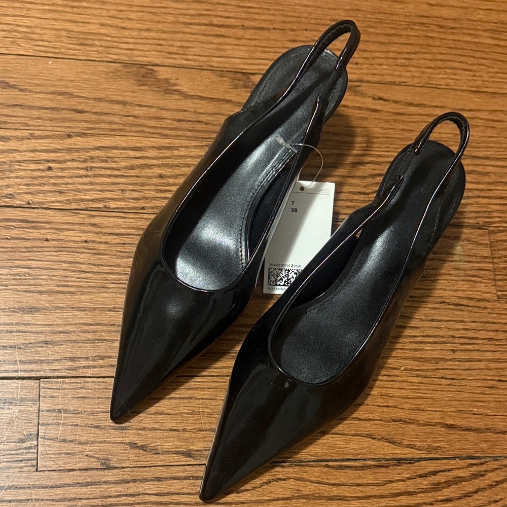 H&M Glossy Black Slingback Heels